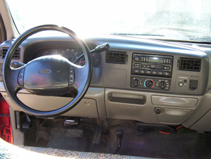 steering wheel and dash inside F-250 